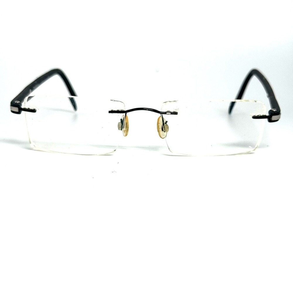 Rimless Rectangular Eyeglasses Black Silver Tone Frames 0032 53-18-140 C16